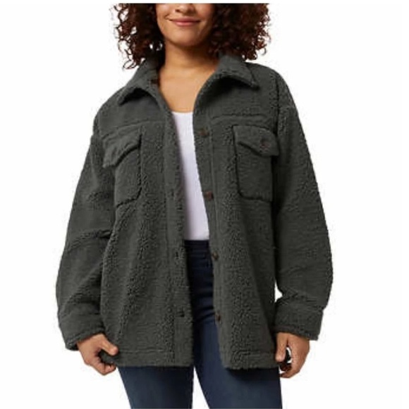 🌸 32 degrees Sherpa cozy shirt jacket wear oversized - Picture 1 of 14